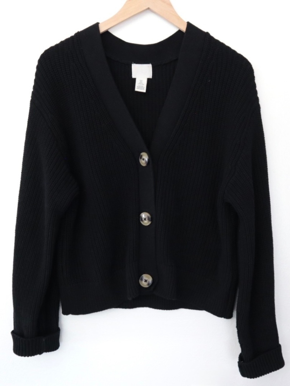 H&M Black Cropped Cardigan Sweater